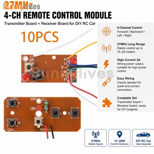 10pcs 27mhz 4canali modulo - 4canali,